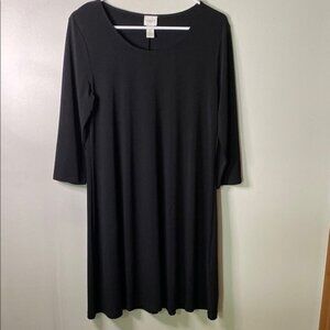 Chico's Black Sheath Dress 3/4 Sleeve Scoop Neck